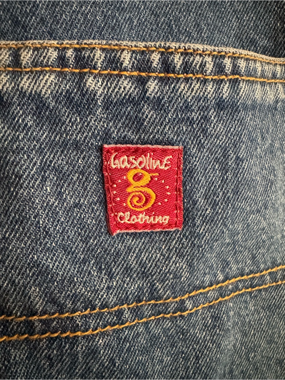 Vintage Kids Blue Denim Overalls with Red Floral Beaded Embroidery NWT - Picture 6 of 6